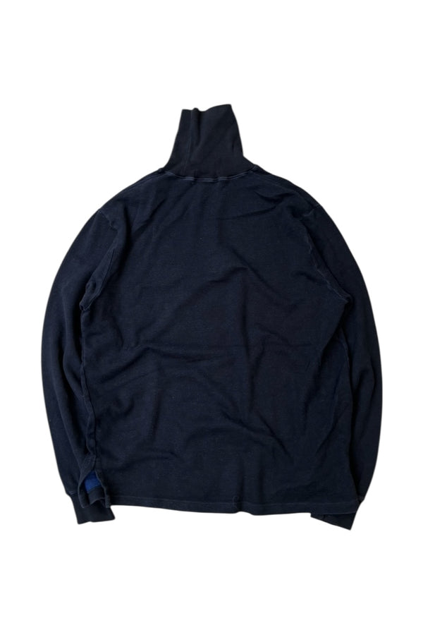 90'S TURTLE NECK COTTON KNIT SWEATER / BLACK [SIZE: M USED]