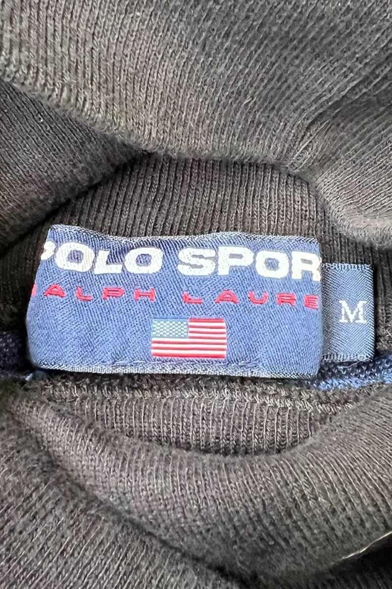 90'S TURTLE NECK COTTON KNIT SWEATER / BLACK [SIZE: M USED]