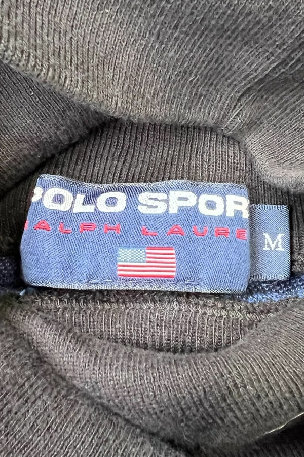 90'S TURTLE NECK COTTON KNIT SWEATER / BLACK [SIZE: M USED]
