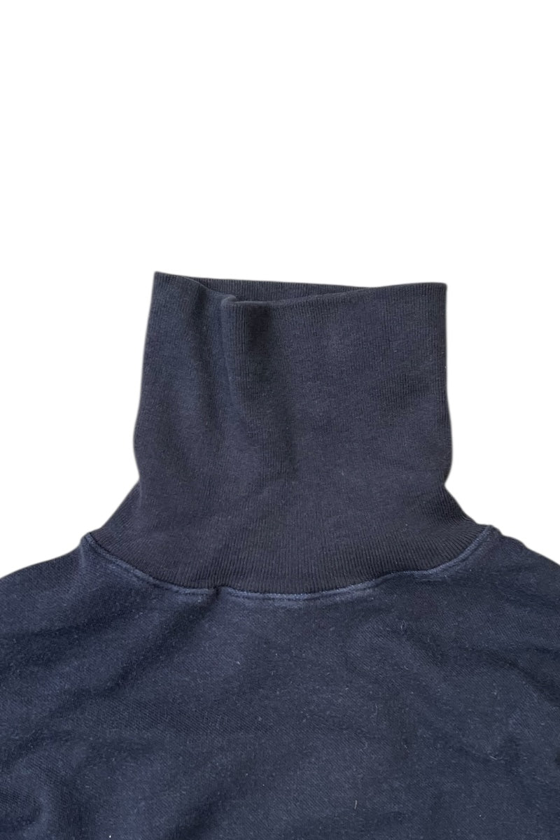 90'S TURTLE NECK COTTON KNIT SWEATER / BLACK [SIZE: M USED]
