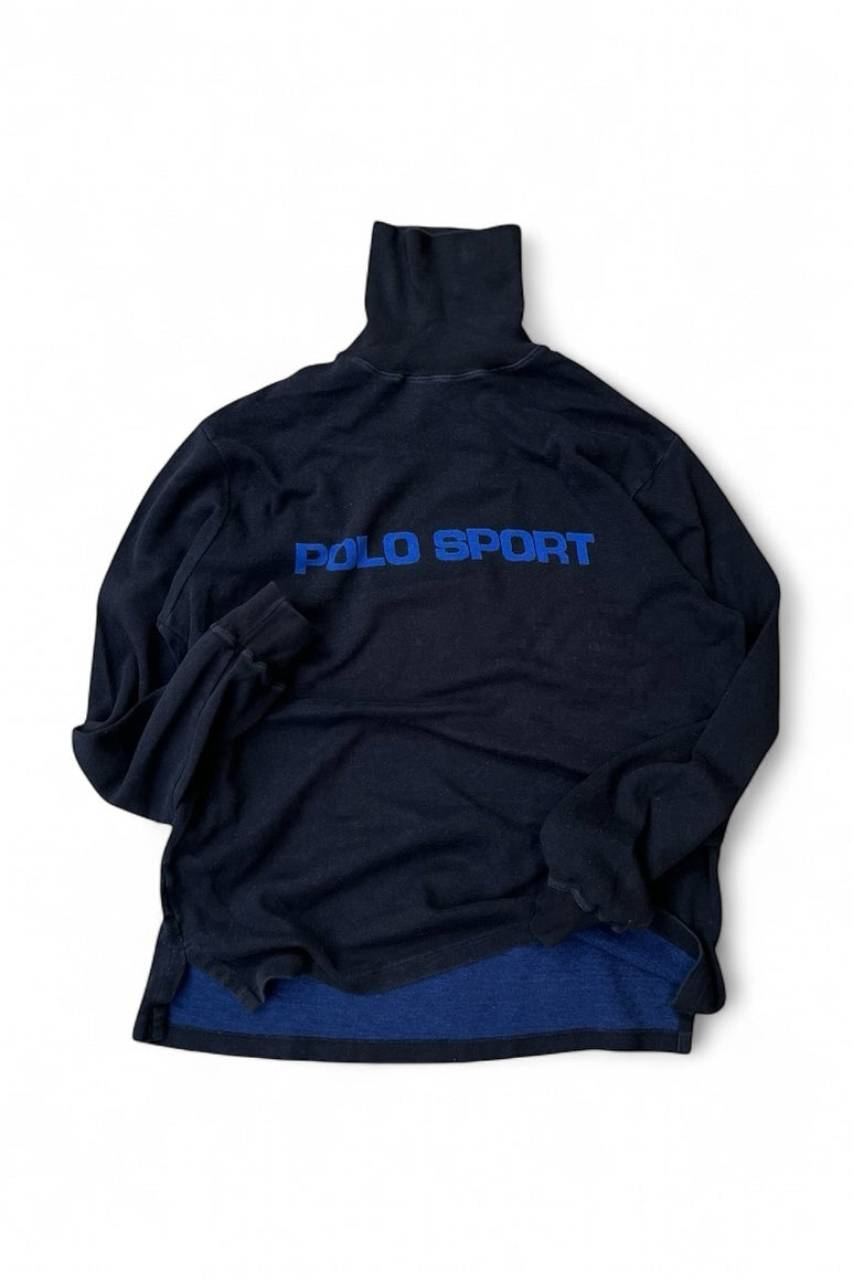 90'S TURTLE NECK COTTON KNIT SWAETER / BLACK [SIZE: M USED]