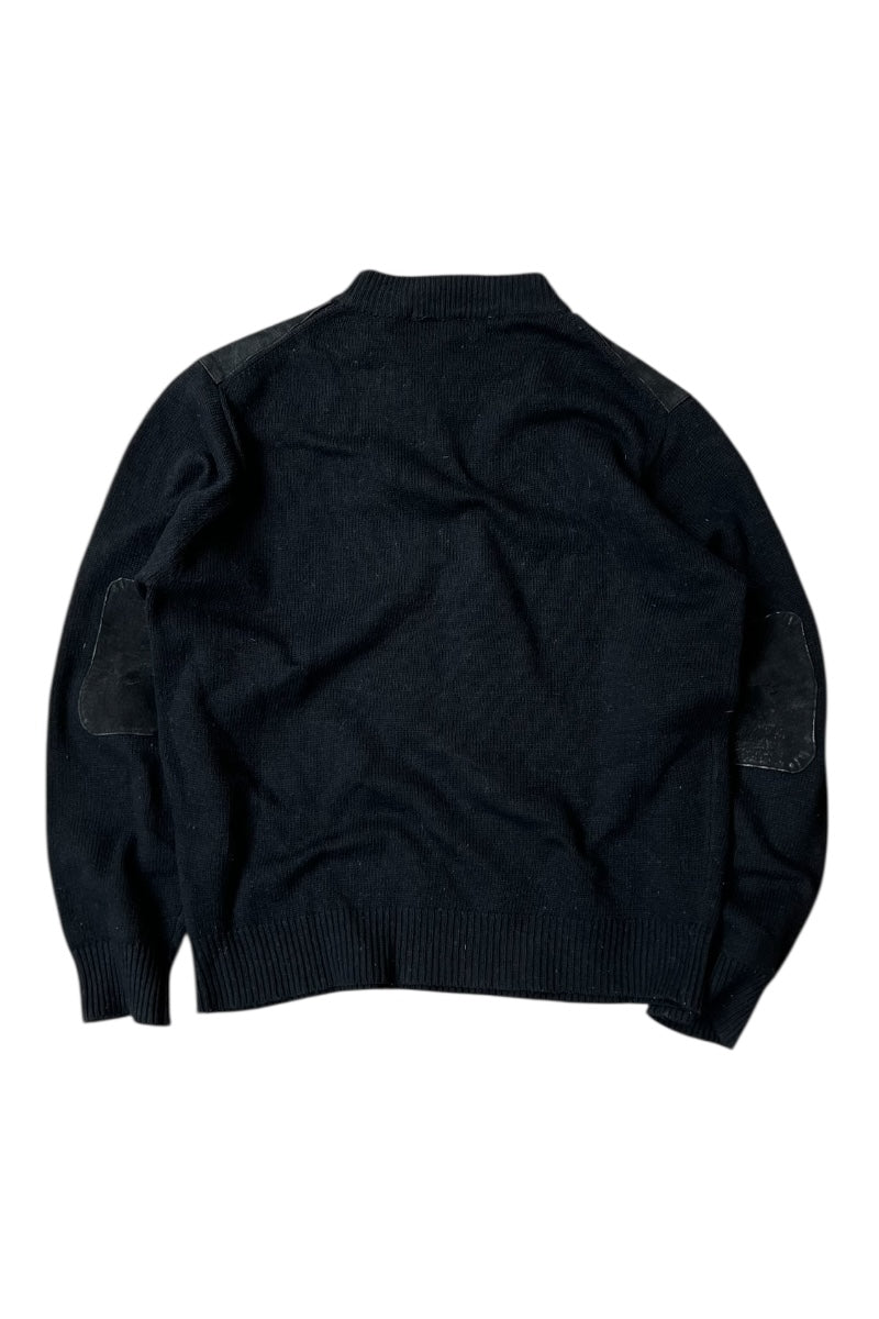 MADE IN ITALY PATCHWORK COTTON SWEATER / BLACK [SIZE: M USED]