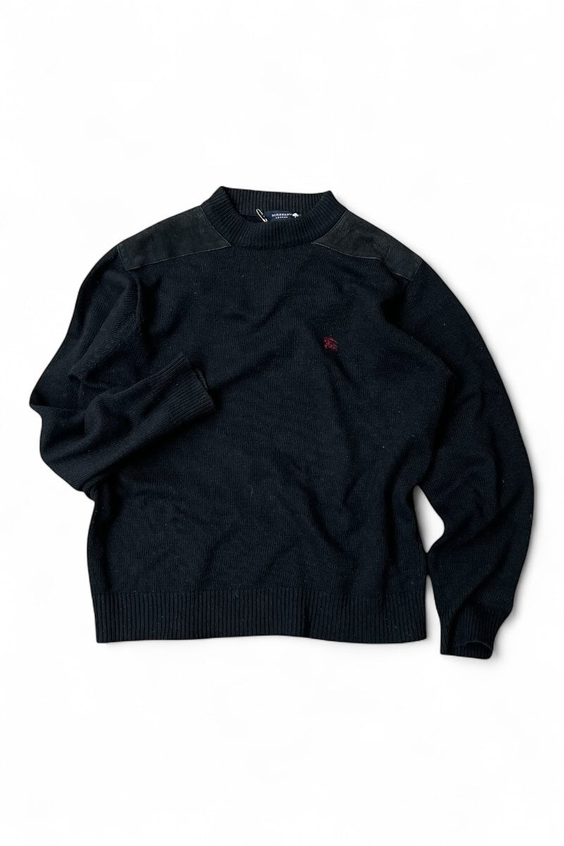 MADE IN ITALY PATCH WORK COTTON SWEATER / BLACK [SIZE: M USED]