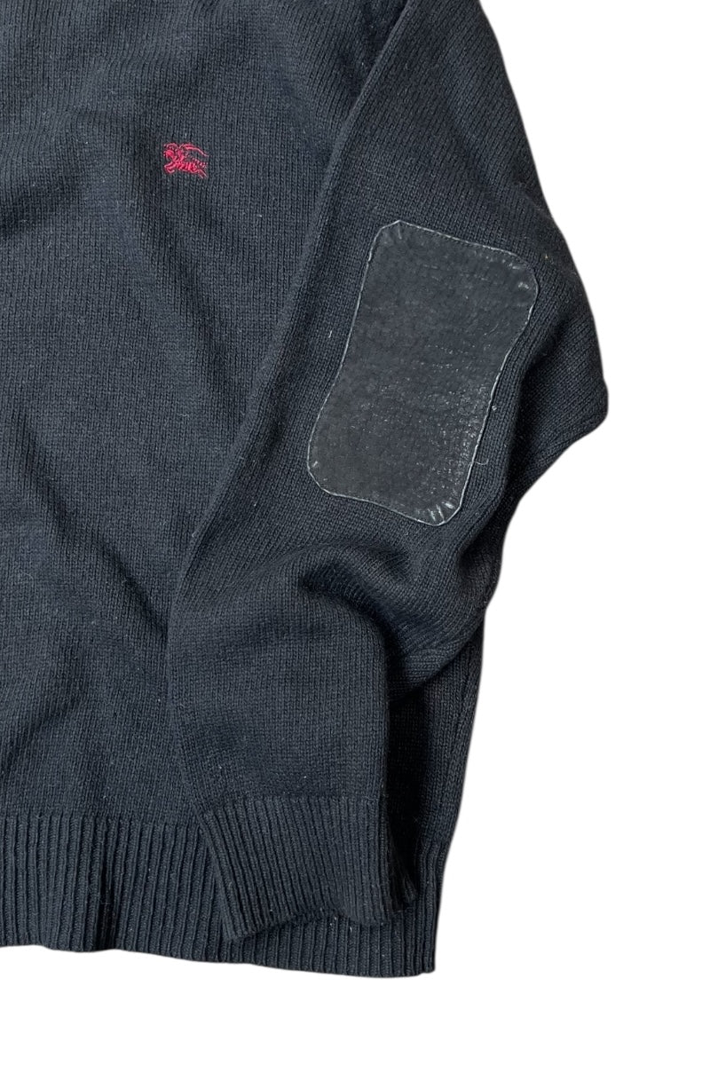 MADE IN ITALY PATCHWORK COTTON SWEATER / BLACK [SIZE: M USED]