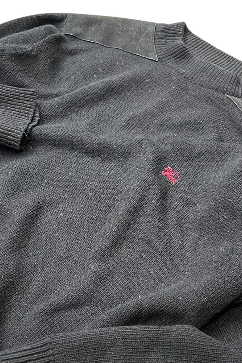 MADE IN ITALY PATCHWORK COTTON SWEATER / BLACK [SIZE: M USED]