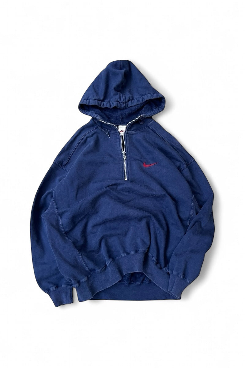 Y2K 06'S HALF-ZIP HOODIE SWEATSHIRT / NAVY [SIZE: L USED]