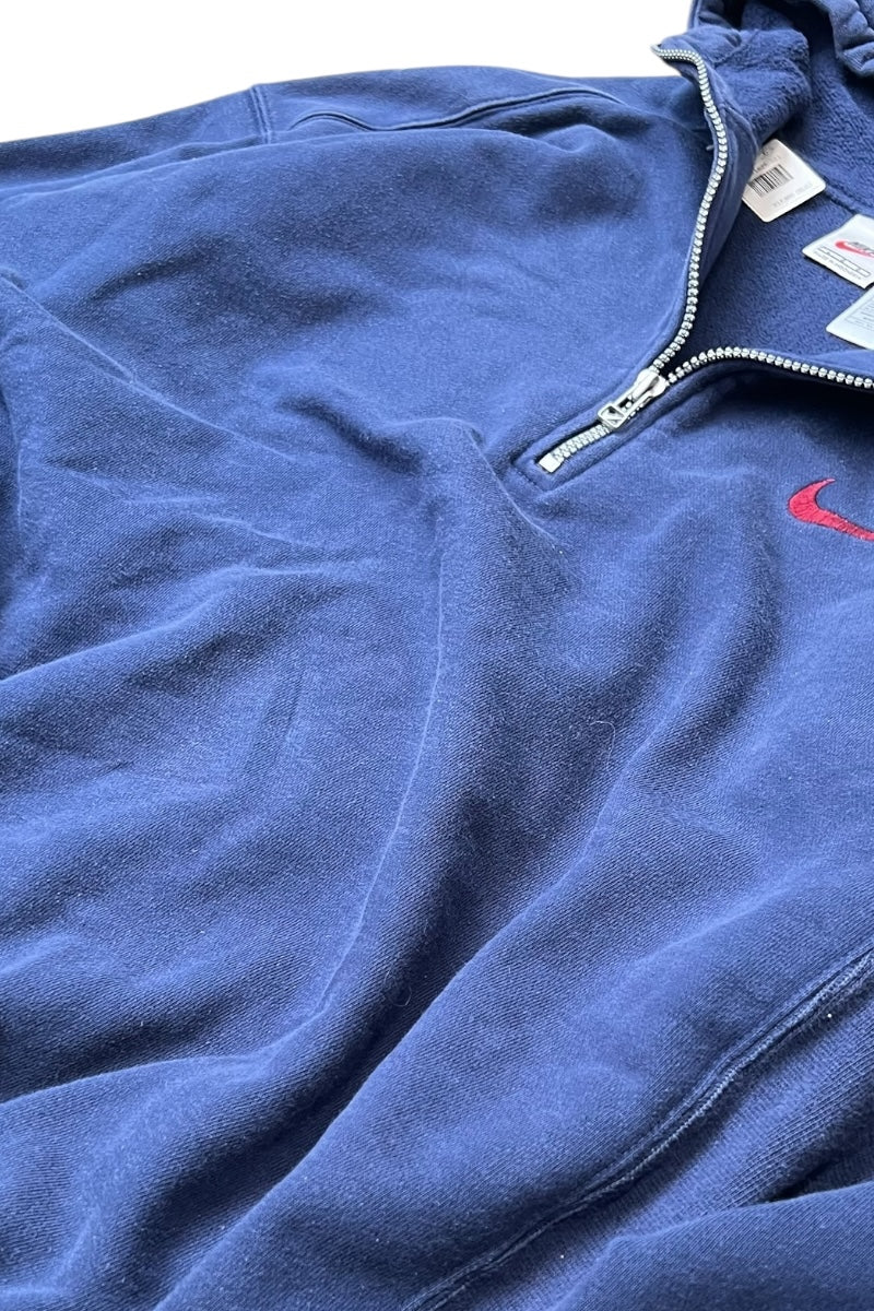 Y2K 06'S HALF-ZIP HOODIE SWEATSHIRT / NAVY [SIZE: L USED]