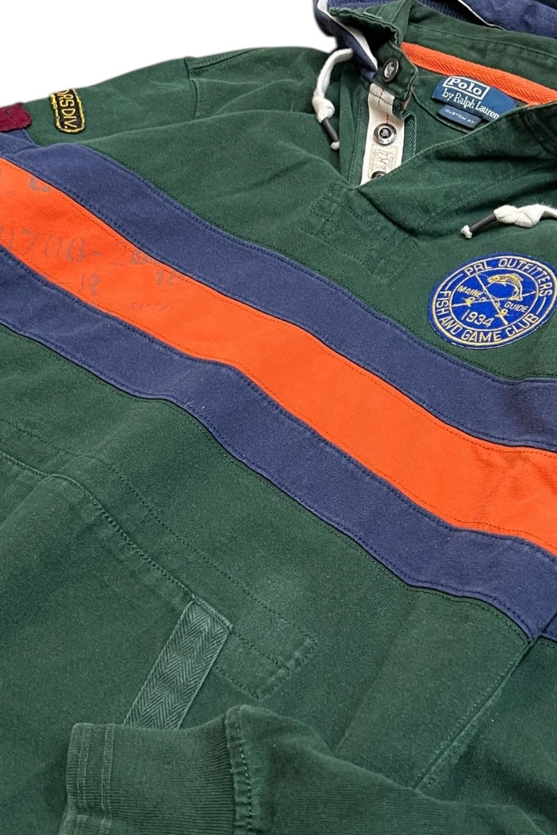 90'S FISH AND GAME CLUB CUSTOM FIT RUGGER SHIRT / GREEN [SIZE: M USED]