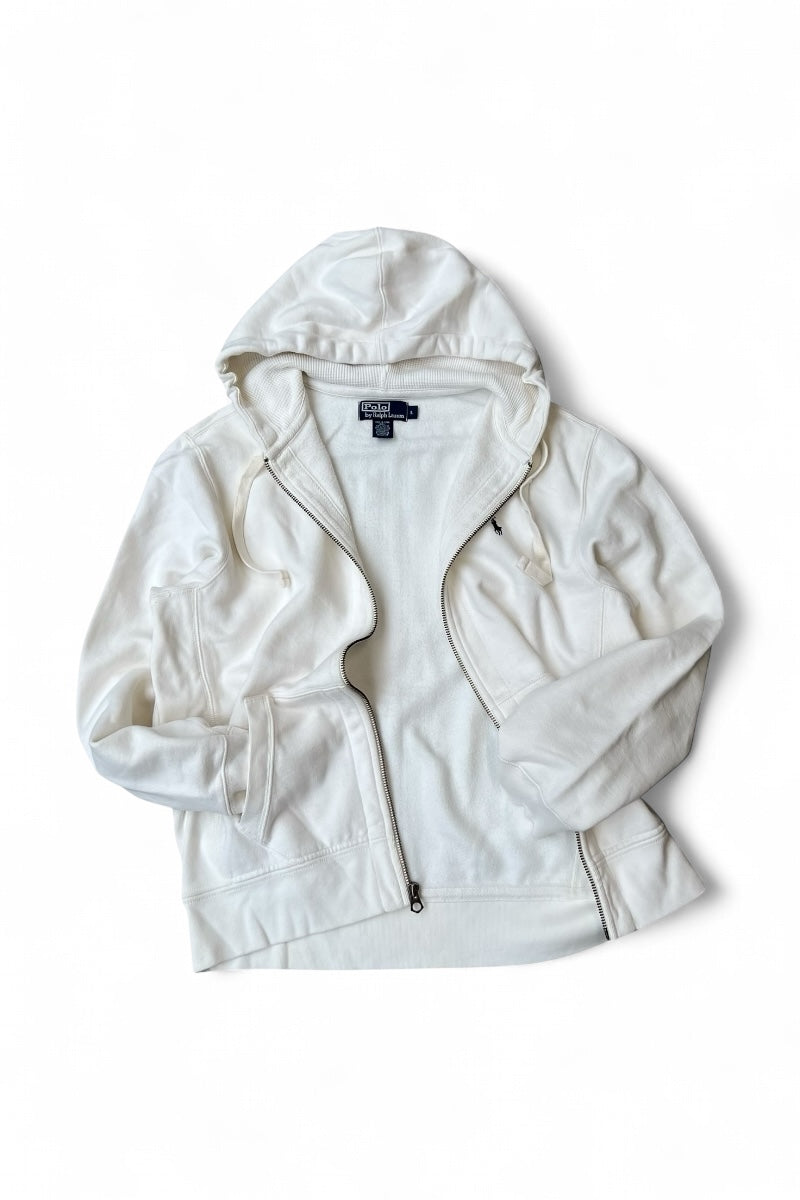 90'S ZIP SWEAT HOODIE / WHITE [SIZE: L USED]