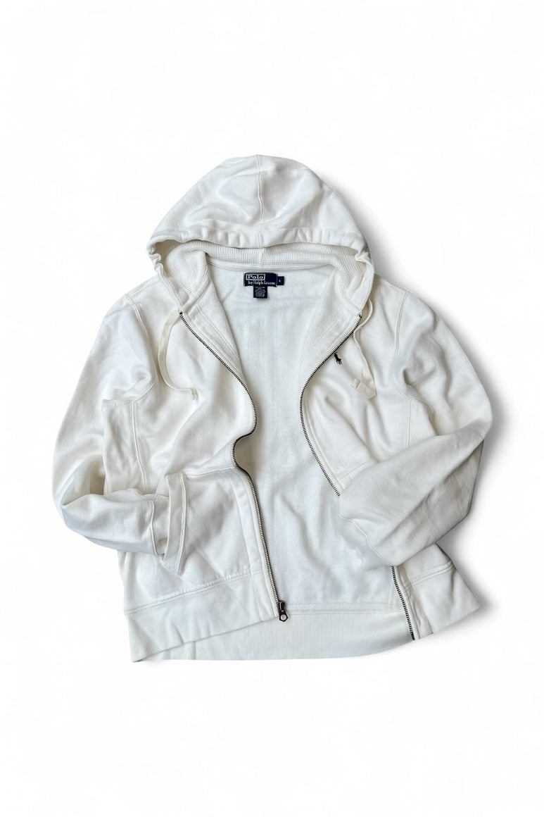 90'S ZIP SWEAT HOODIE / WHITE [SIZE: L USED]