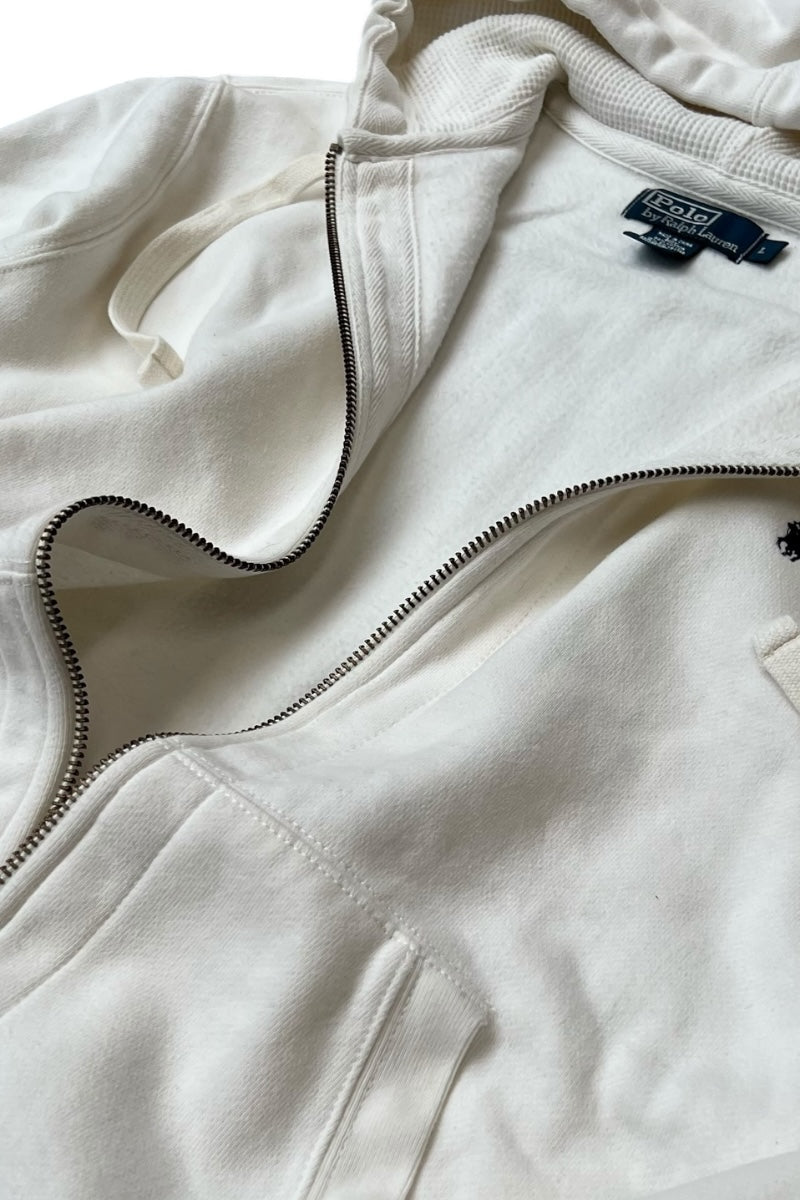90'S ZIP SWEAT HOODIE / WHITE [SIZE: L USED]