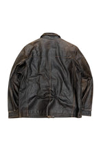 画像をギャラリービューアに読み込む, WORN BROWN LEATHER ZIP JACKET / BROWN [SIZE: M USED]
