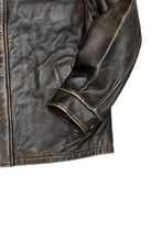 画像をギャラリービューアに読み込む, WORN BROWN LEATHER ZIP JACKET / BROWN [SIZE: M USED]
