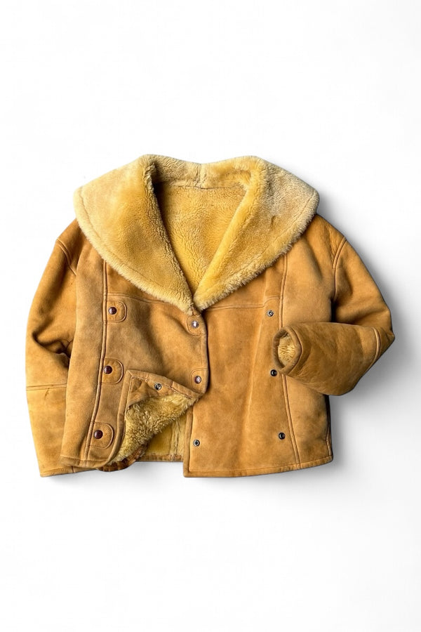 70-80s SHEARING SUEDE JACKET / BEIGE [SIZE: M USED]