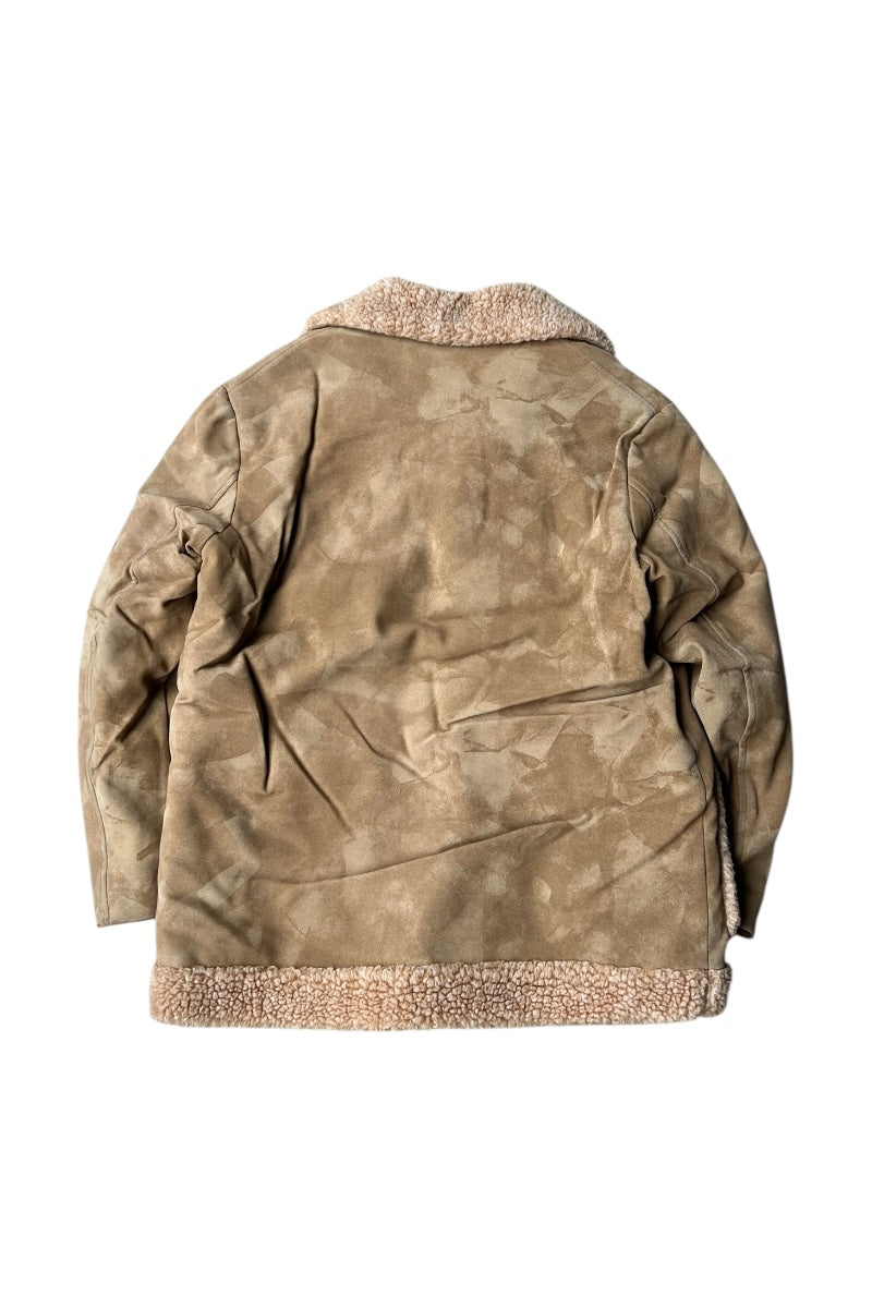 MADE IN USA 90'S VEGAN SUEDE SHERPA JACKET / BEIGE [SIZE: 42 USED]