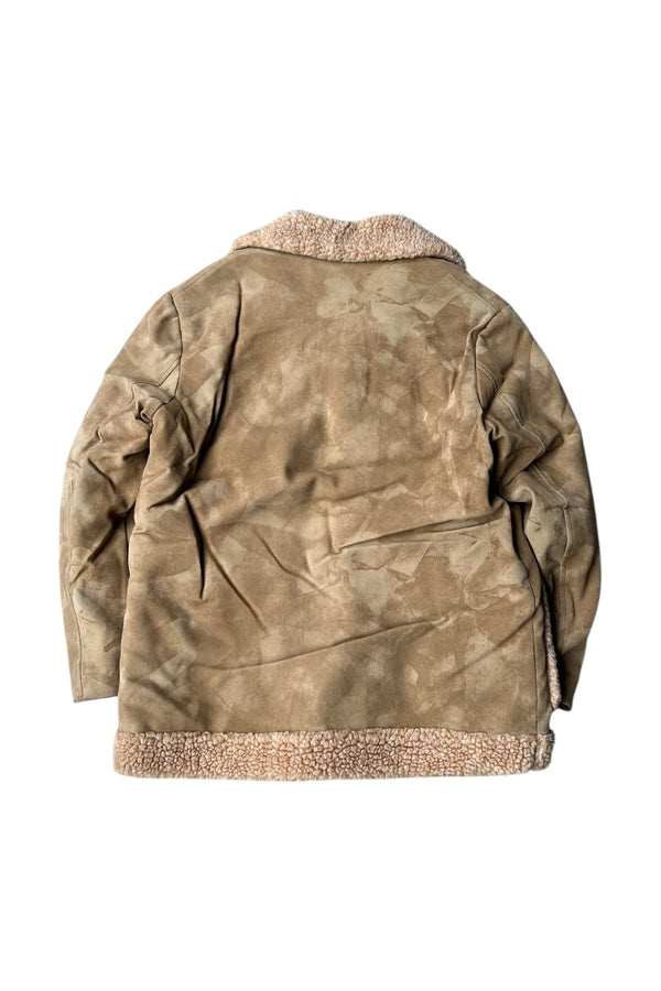 MADE IN USA 90'S VEGAN SUEDE SHERPA JACKET / BEIGE [SIZE: 42 USED]