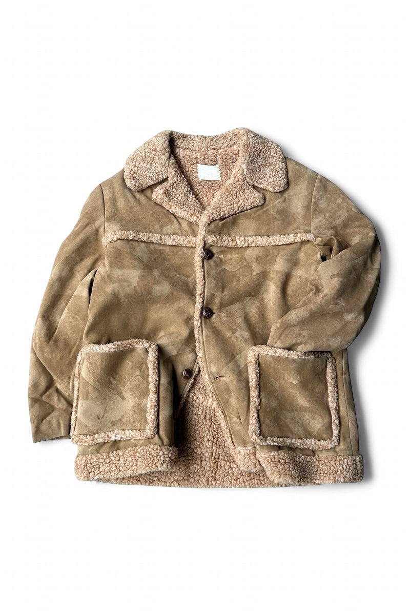 MADE IN USA 90'S VEGAN SUEDE SHERPA JACKET / BEIGE [SIZE: 42 USED]