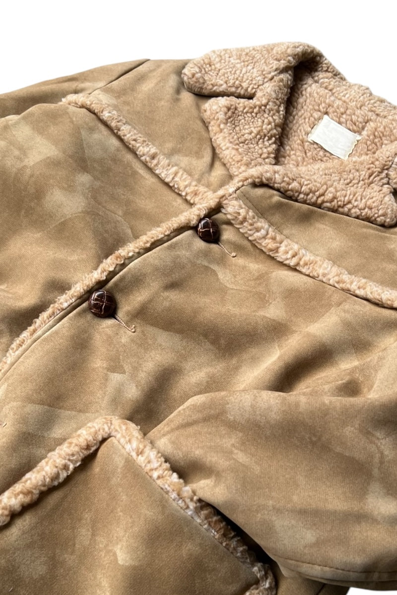 MADE IN USA 90'S VEGAN SUEDE SHERPA JACKET / BEIGE [SIZE: 42 USED]