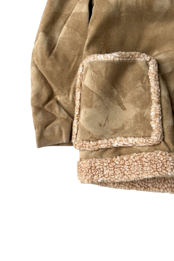 MADE IN USA 90'S VEGAN SUEDE SHERPA JACKET / BEIGE [SIZE: 42 USED]