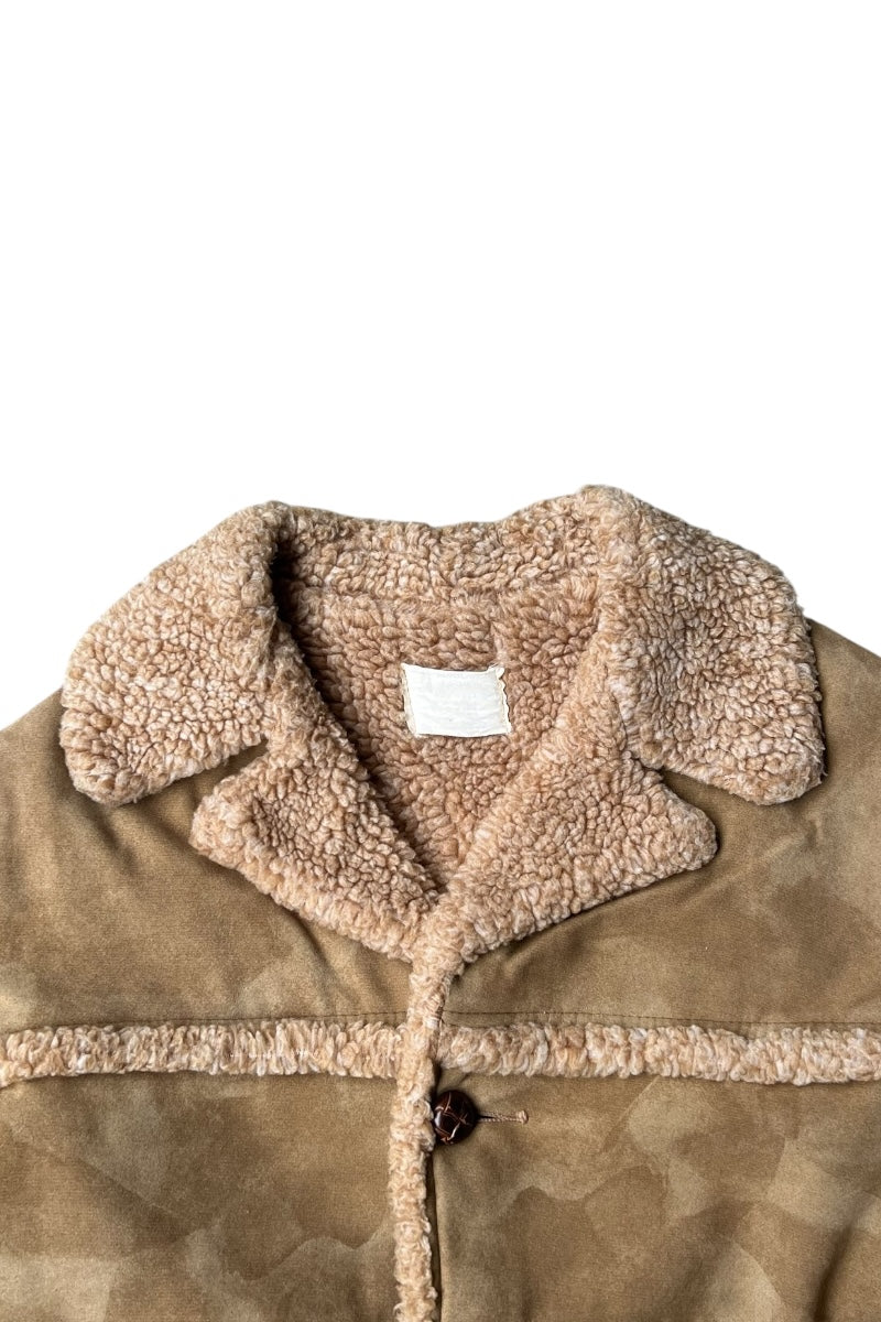 MADE IN USA 90'S VEGAN SUEDE SHERPA JACKET / BEIGE [SIZE: 42 USED]