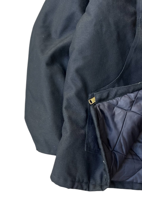 Y2K EARLY 00'S NYLON DUCK TRADITIONAL COAT QUILTED LINER / BLACK [SIZE: L USED]