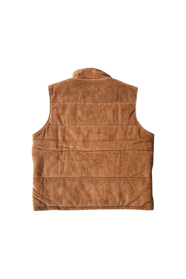 KROOKED/MARK GONZALES TRINITY SMILE CORDUROY PUFF VEST / BROWN [SIZE: L USED]