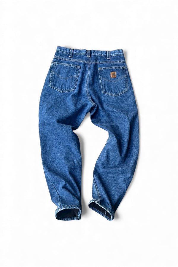 Y2K EARLY 00'S DENIM PANTS FLEECE LINER / INDIGO [SIZE: M USED]