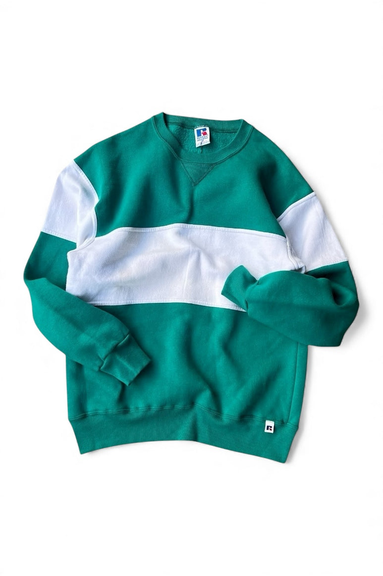 MADE IN USA 90'S BICOLOR SWEATSHIRT / GREEN [SIZE: M USED]