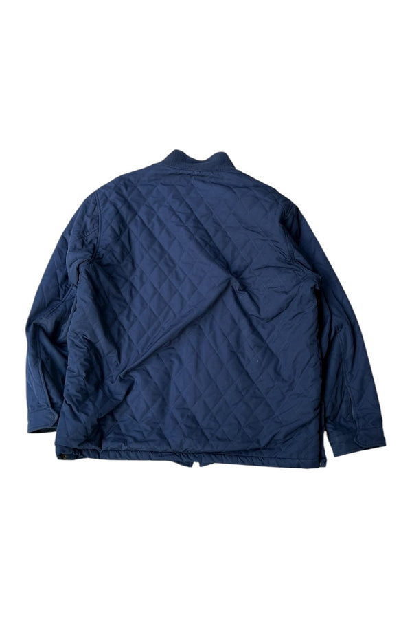 90s ZIP UP QUILTING JACKET / NAVY [SIZE: L USED]