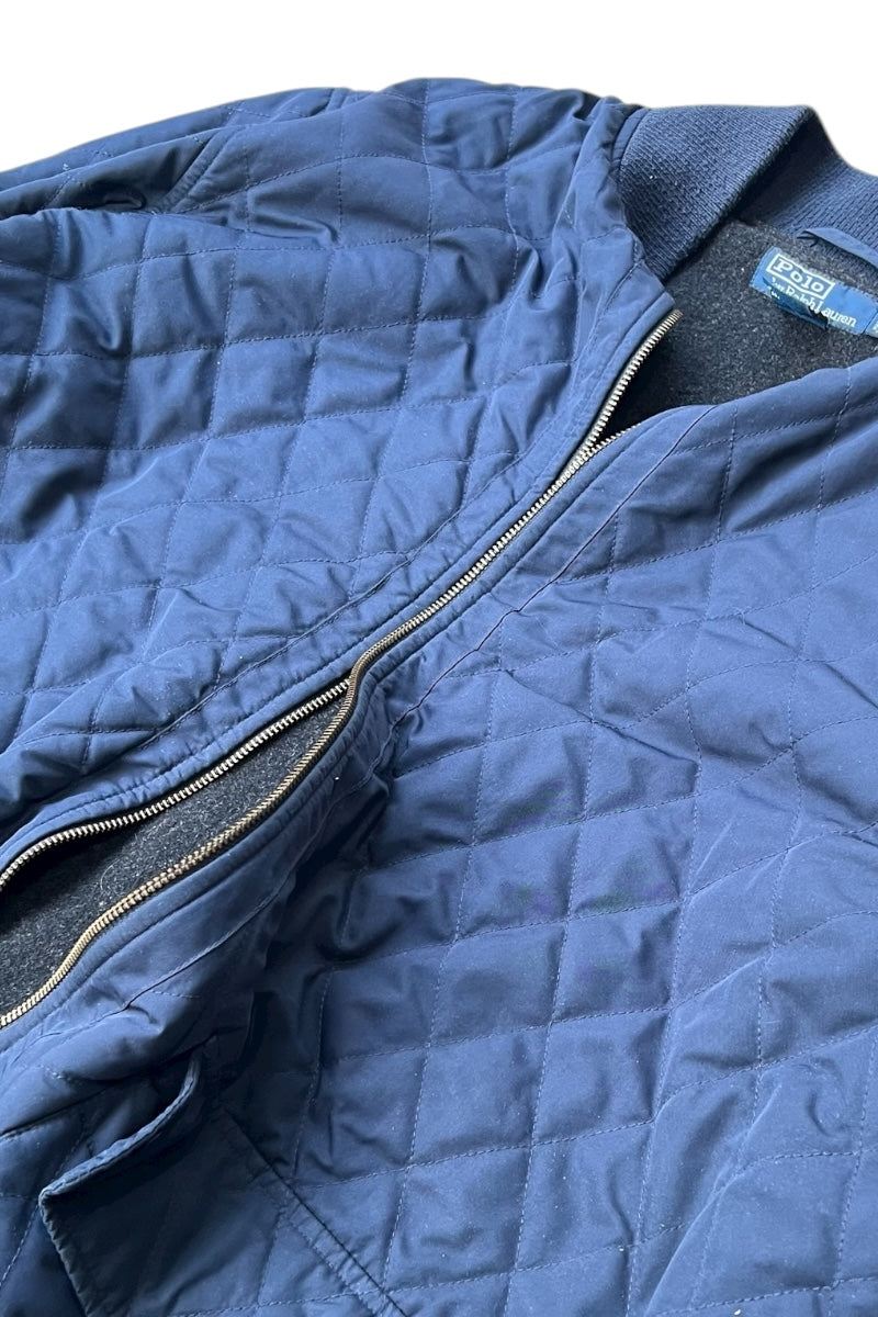 90s ZIP UP QUILTING JACKET / NAVY [SIZE: L USED]