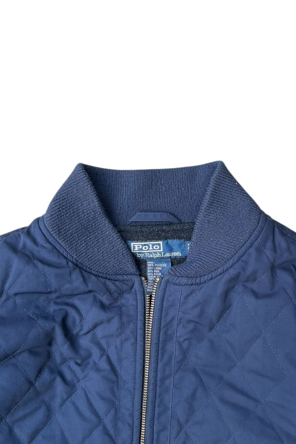 90s ZIP UP QUILTING JACKET / NAVY [SIZE: L USED]