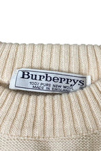 画像をギャラリービューアに読み込む, MADE IN ENGLAND 90&#39;S WOOL SUEDE PATCH HUNTING KNIT SWEATER / WHITE [SIZE: M USED]
