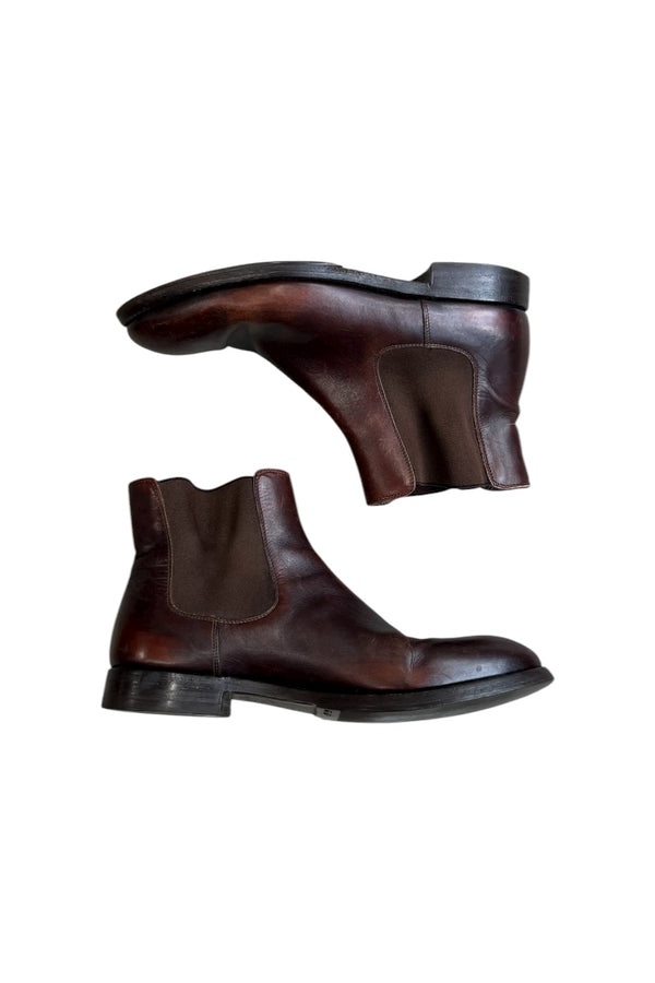 MADE IN ITALY LEATHER SIDE GORE BOOTS / BROWN [SIZE: 7 (27cm相当) USED]
