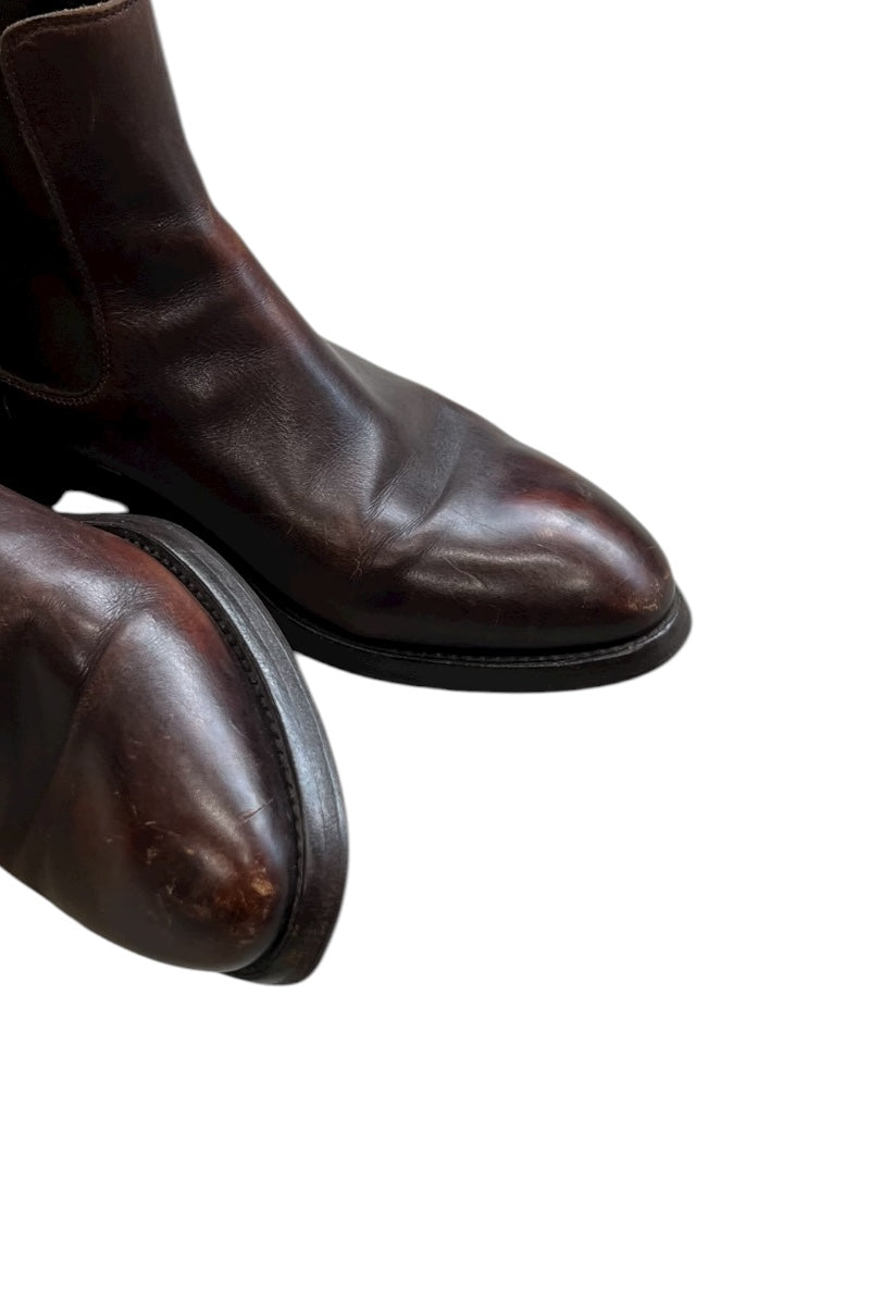 MADE IN ITALY LEATHER SIDE GORE BOOTS / BROWN [SIZE: 7 (equivalent to 27cm) USED]