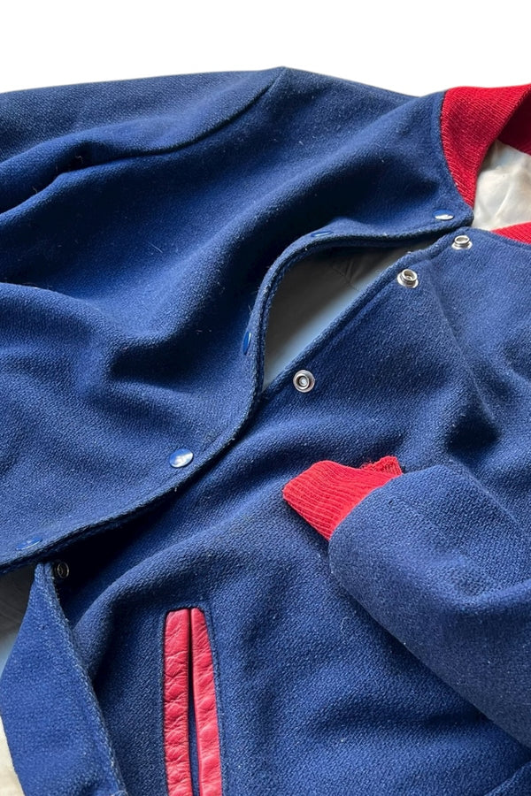 60'S WOOL STADIUM JACKET / NAVY [SIZE: S USED]