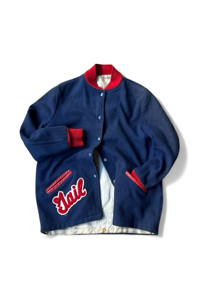 60'S WOOL STADIUM JACKET / NAVY [SIZE: S USED]