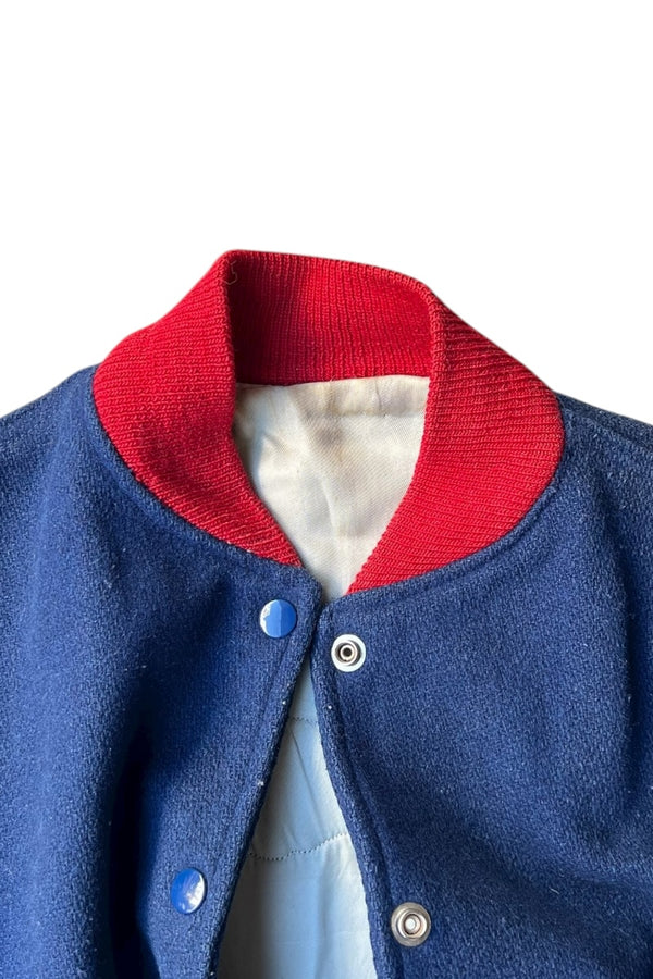 60'S WOOL STADIUM JACKET / NAVY [SIZE: S USED]