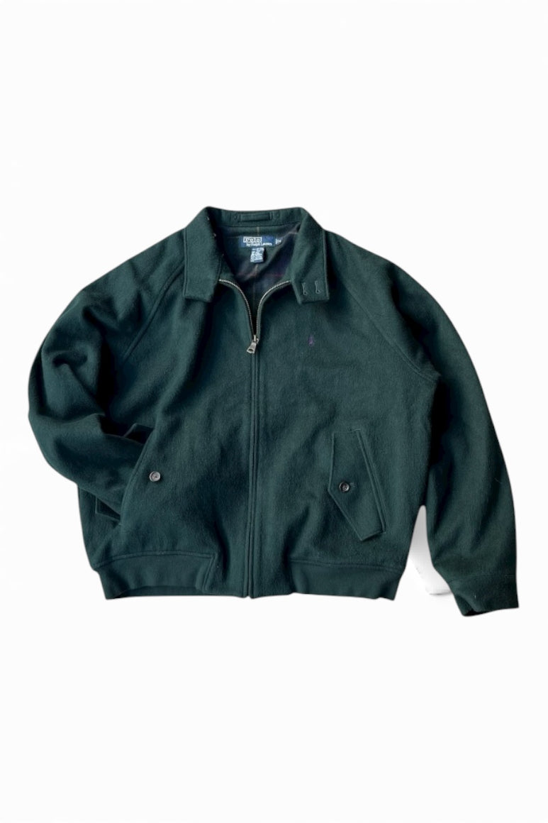 90'S WOOL HARRINGTON JACKET / GREEN [SIZE: M USED]