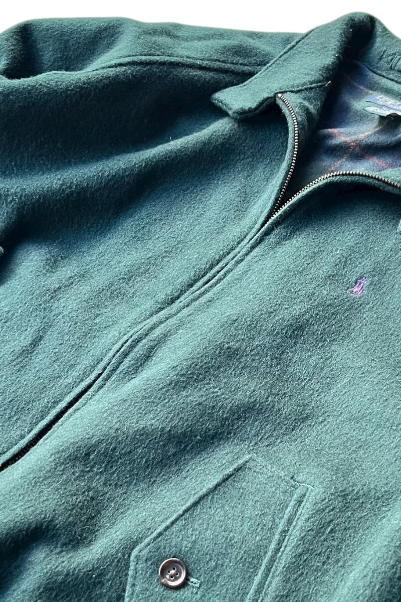 90'S WOOL HARRINGTON JACKET / GREEN [SIZE: M USED]