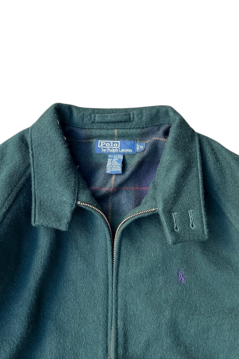 90'S WOOL HARRINGTON JACKET / GREEN [SIZE: M USED]