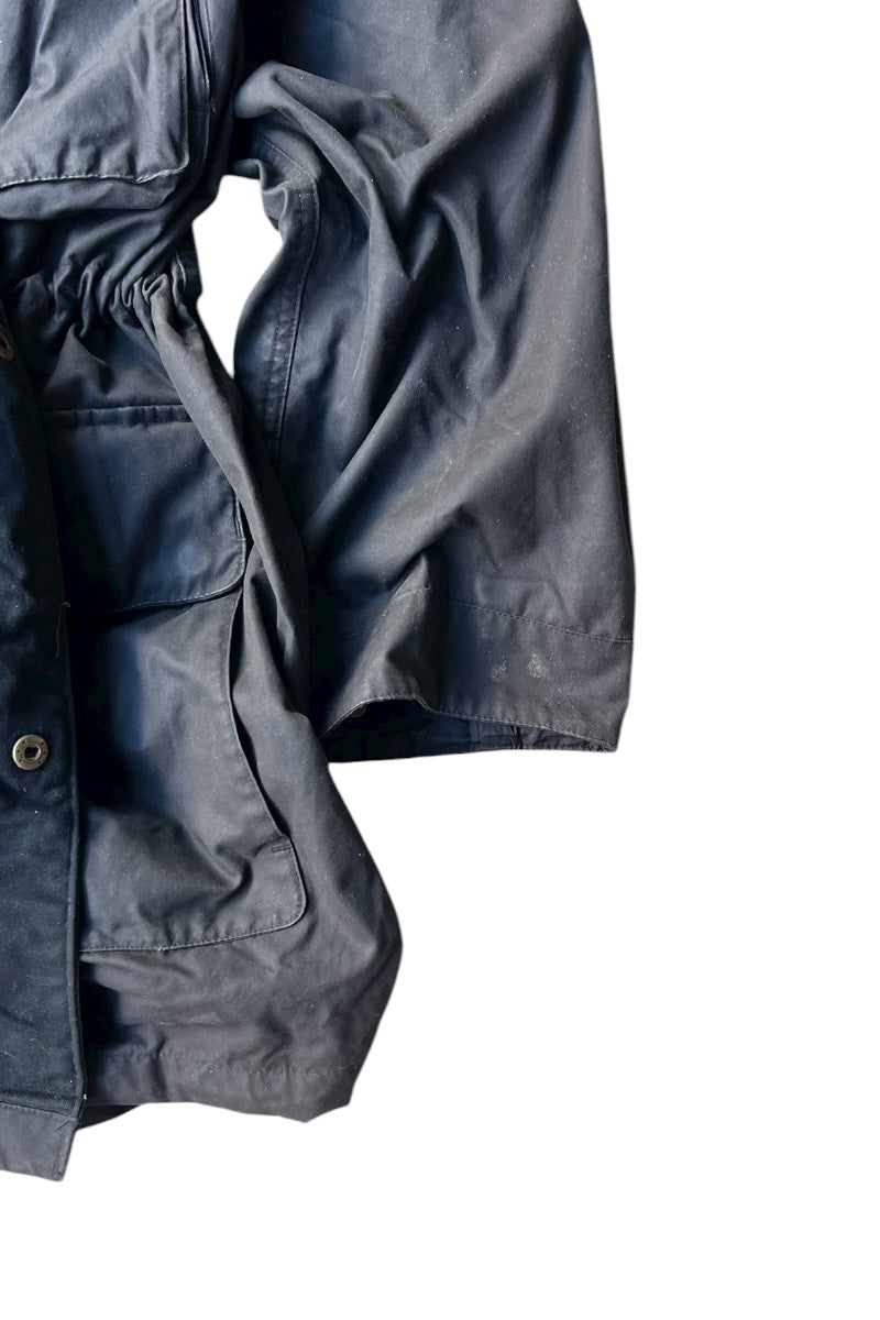 90'S ZIP UP OILED HOODIE JACKET / BLACK [SIZE: XL USED]
