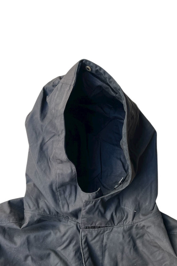 90'S ZIP UP OILED HOODIE JACKET / BLACK [SIZE: XL USED]