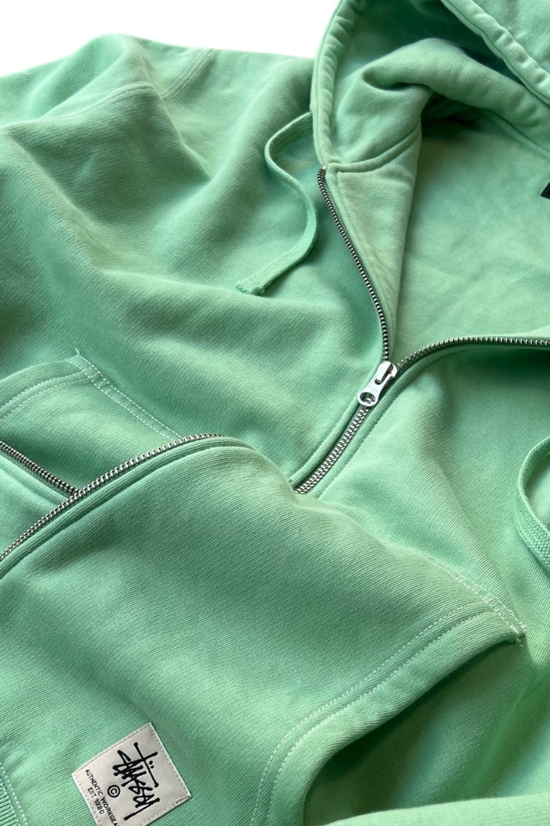 MADE IN PORTUGAL AUTHENTIC WORK GEAR DOUBLE ZIP HOODIE SWEATSHIRT / GREEN [SIZE: M USED]