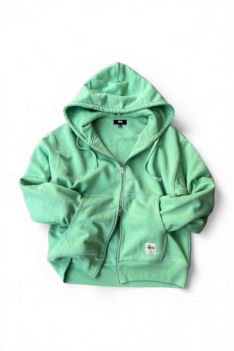 MADE IN PORTUGAL AUTHENTIC WORK GEAR DOUBLE ZIP HOODIE SWEATSHIRT / GREEN [SIZE: M USED]