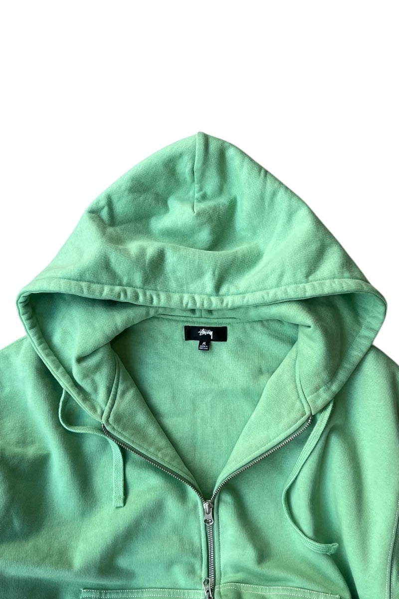 MADE IN PORTUGAL AUTHENTIC WORK GEAR DOUBLE ZIP HOODIE SWEATSHIRT / GREEN [SIZE: M USED]