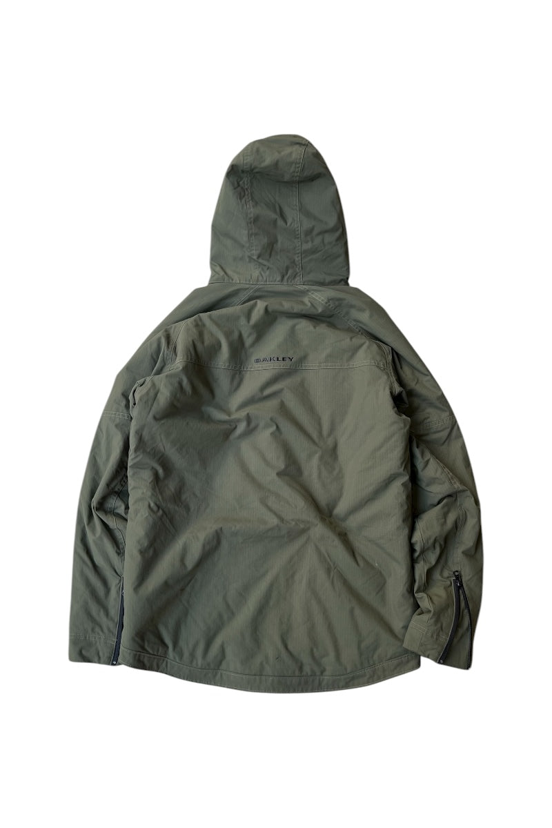 15'S RIPSTOP NYLON ZIP HOODIE PUFF JACKET / OLIVE [SIZE: M USED]