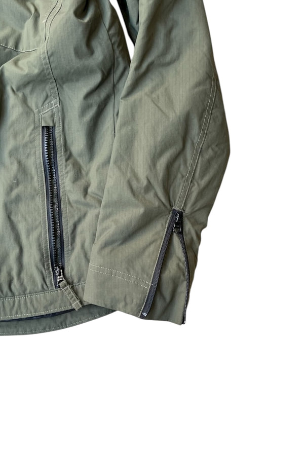 15'S RIPSTOP NYLON ZIP HOODIE PUFF JACKET / OLIVE [SIZE: M USED]