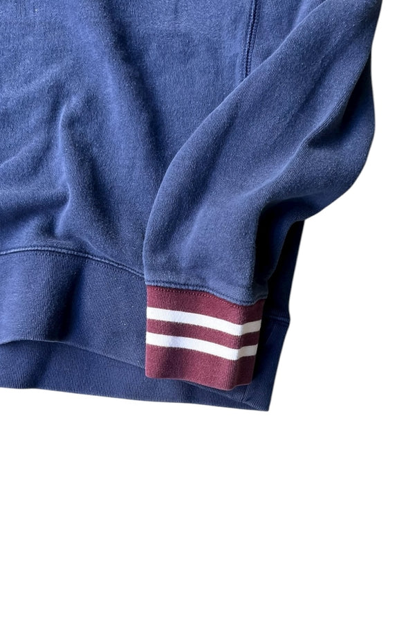 90'S HALF-ZIP SWITCH PATTERN SWEATSHIRT / NAVY [SIZE: XL USED]