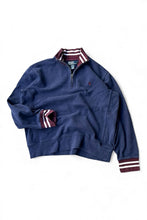 画像をギャラリービューアに読み込む, 90&#39;S HALF-ZIP SWITCH PATTERN SWEATSHIRT / NAVY [SIZE: XL USED]
