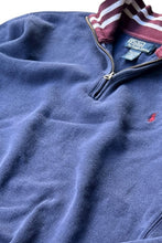 画像をギャラリービューアに読み込む, 90&#39;S HALF-ZIP SWITCH PATTERN SWEATSHIRT / NAVY [SIZE: XL USED]

